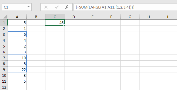 How to use Sum Largest Numbers in Excel