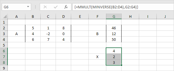 How to use System of Linear Equations in Excel