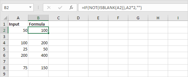 Not and IsBlank Function in Excel