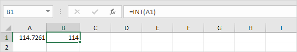 Int Function in Excel, Positive Number