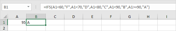 How to use Ifs function In Excel