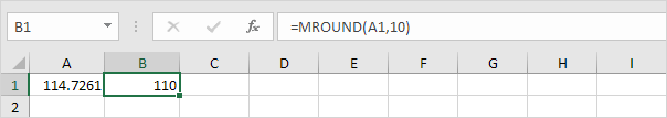 Use the Mround Function in Excel to round to the nearest multiple of 10