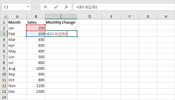 Percent Change Formula in Excel