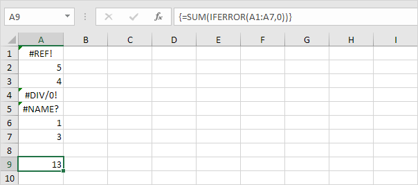 How to use Sum Range with Errors in Excel