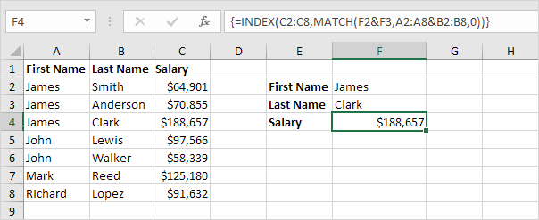 Index Function in Excel