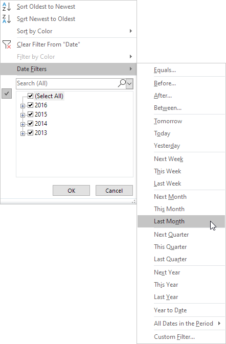 Date Filters in Excel