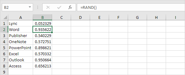 Random List in Excel