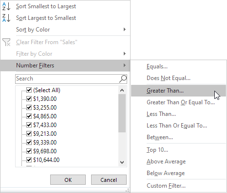 How To Use Number and Text Filters In Excel