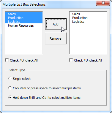Multiple List Box Selections in Excel VBA