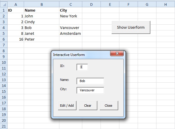 Excel VBA Interactive Userform