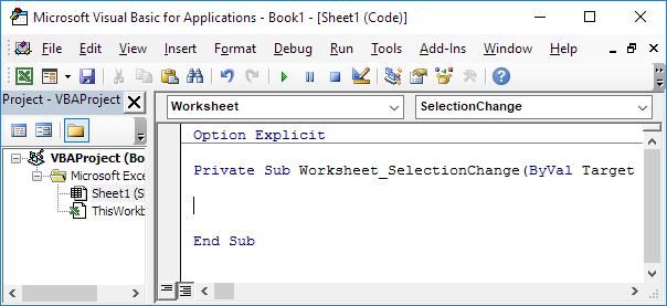Worksheet SelectionChange Event in Excel VBA