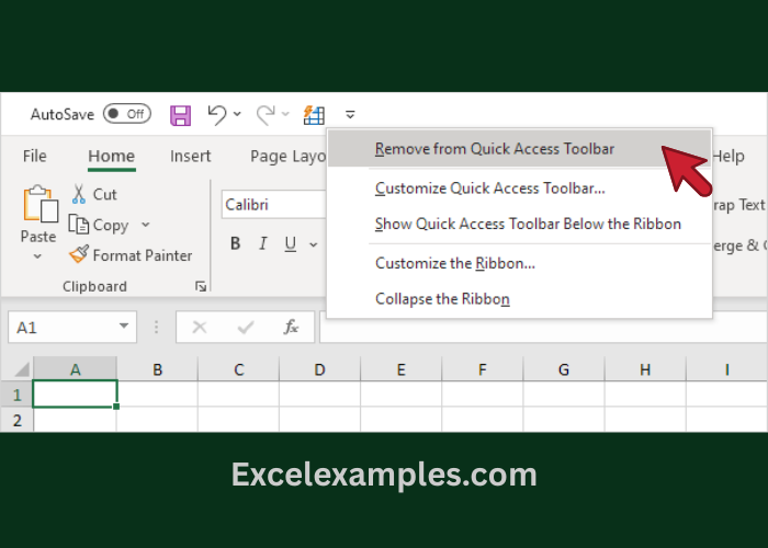 Remove from Quick Access Toolbar