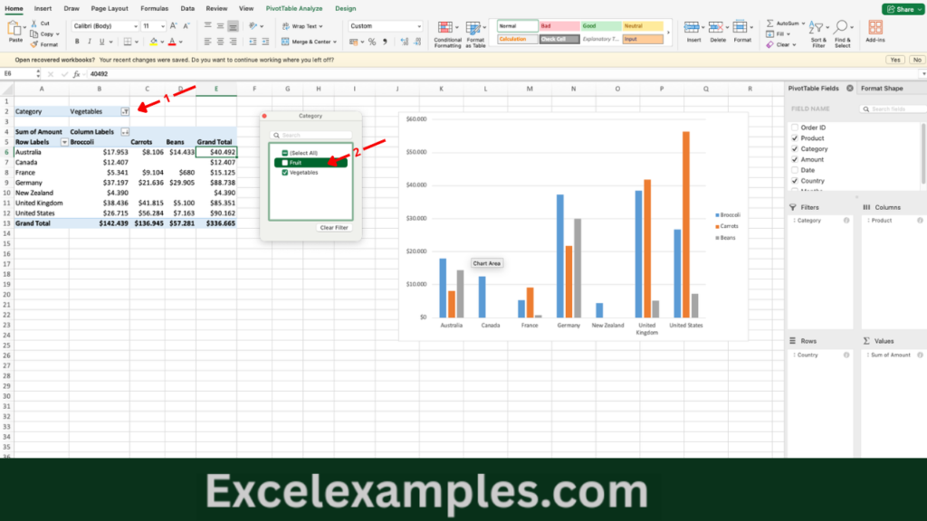 Filtering Data in Pivot Table