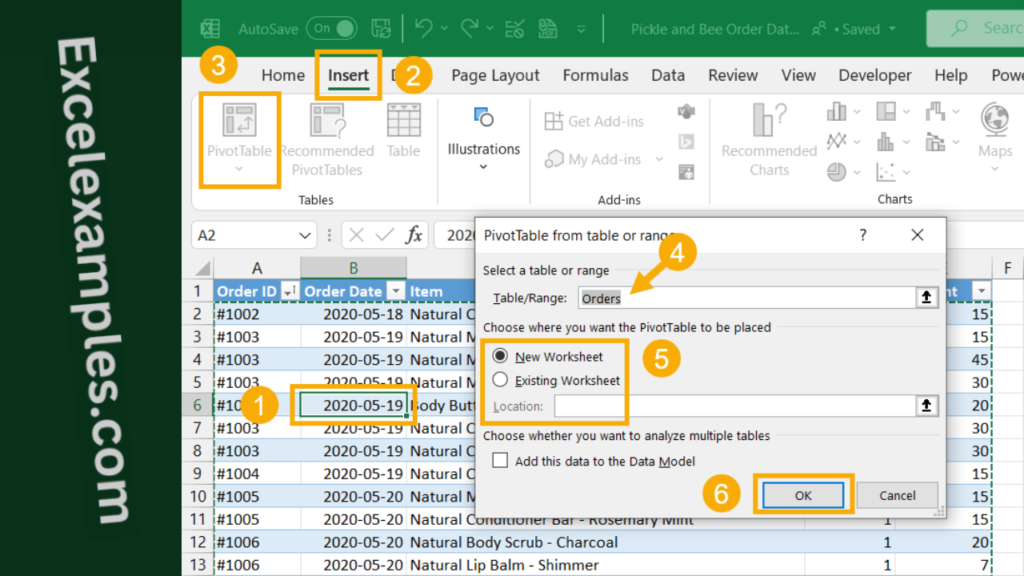 How to Insert a Pivot Table