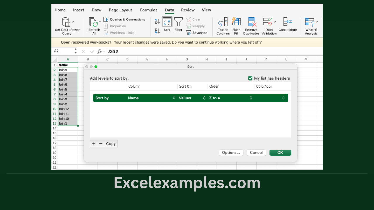 Sort Data in Excel (Single Column & Multiple Columns) - Excel Examples